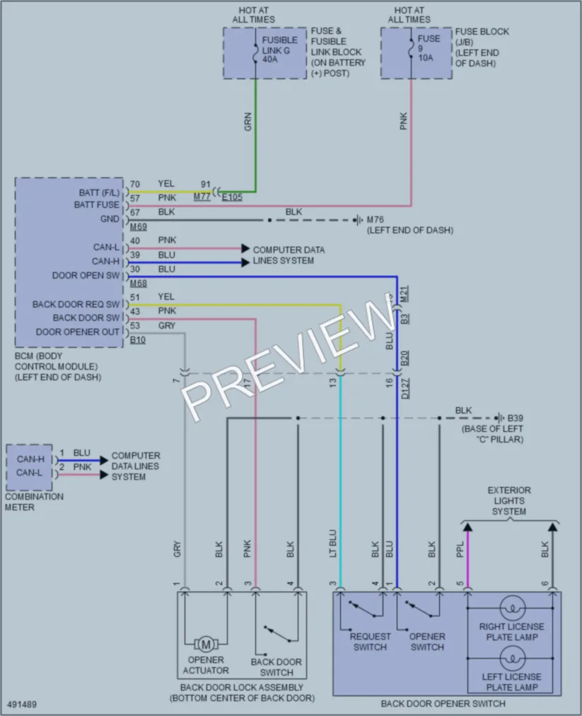 2016 Nissan JUKE Trunk Tailgate Fuel Door wiring diagram preview