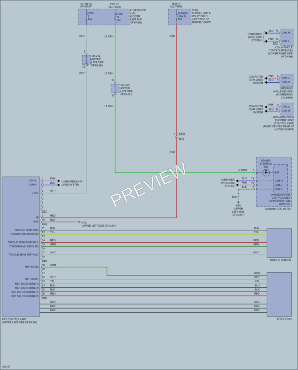 2016 Nissan LEAF Electronic Power Steering wiring diagram preview