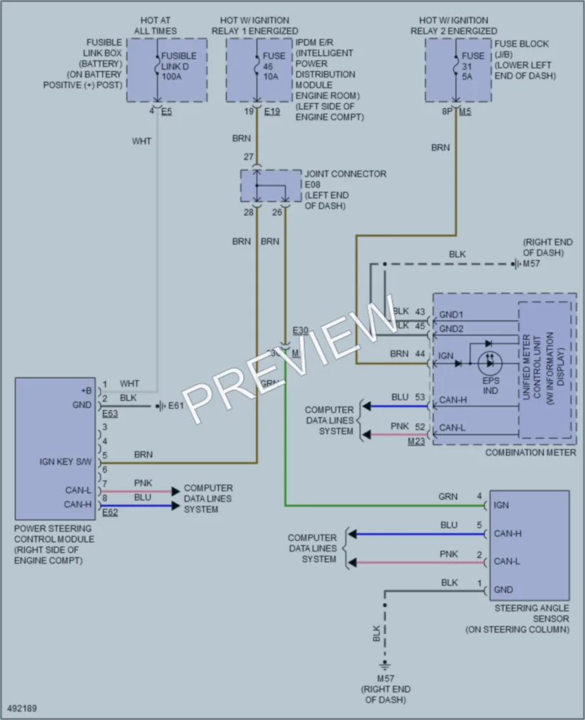 2016 Nissan Maxima Electronic Power Steering wiring diagram preview