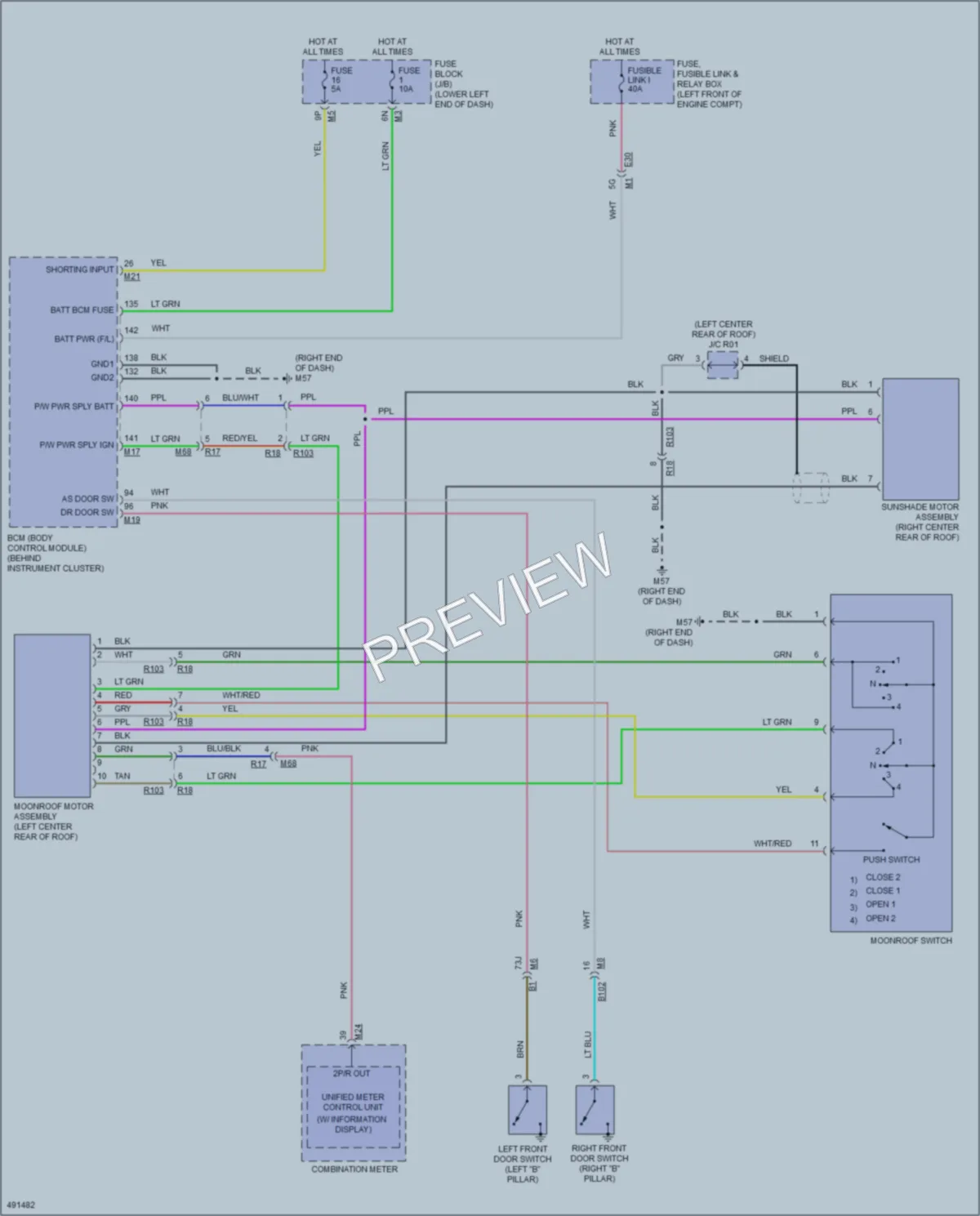 2016 Nissan Maxima Power Top Sunroof wiring diagram preview