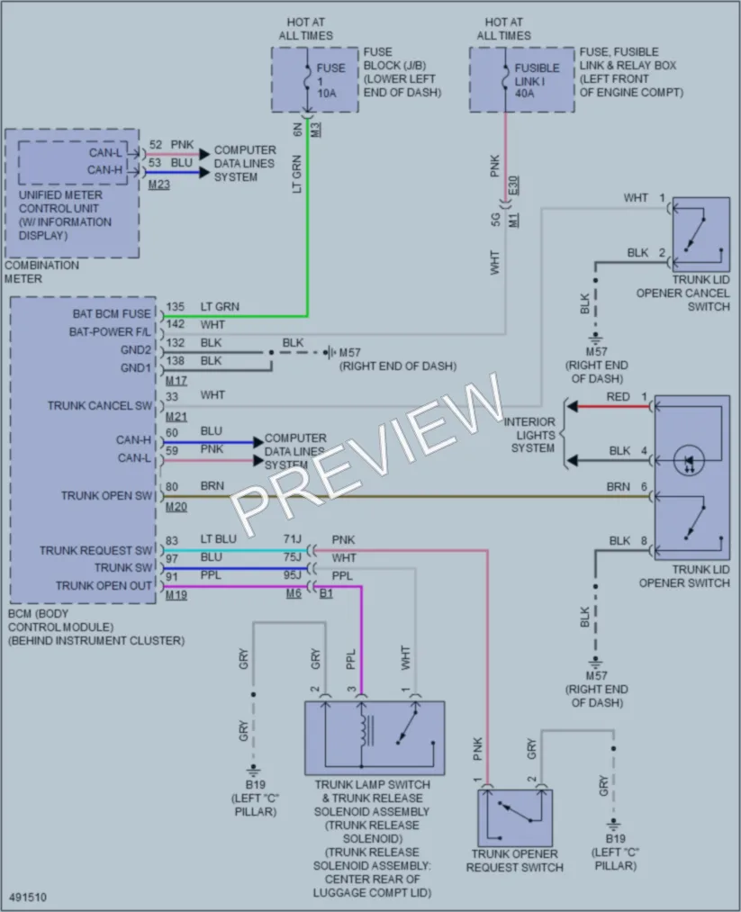 2016 Nissan Maxima Trunk Tailgate Fuel Door wiring diagram preview
