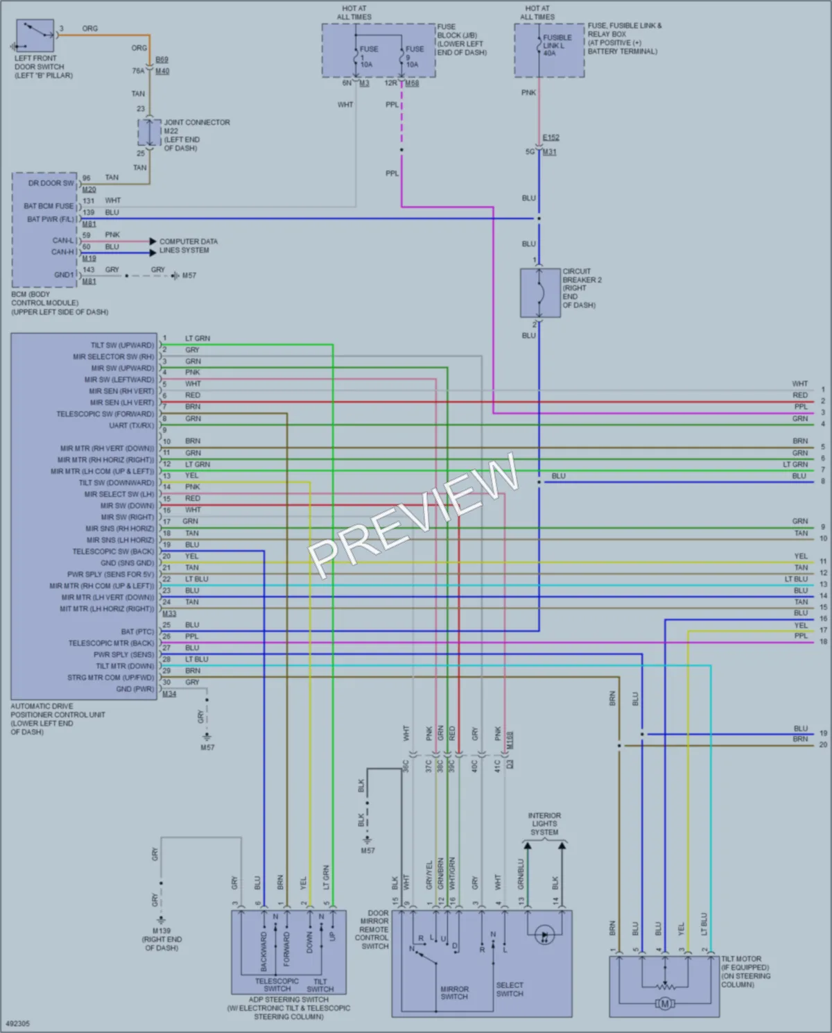 2016 Nissan Murano Memory Systems wiring diagram preview