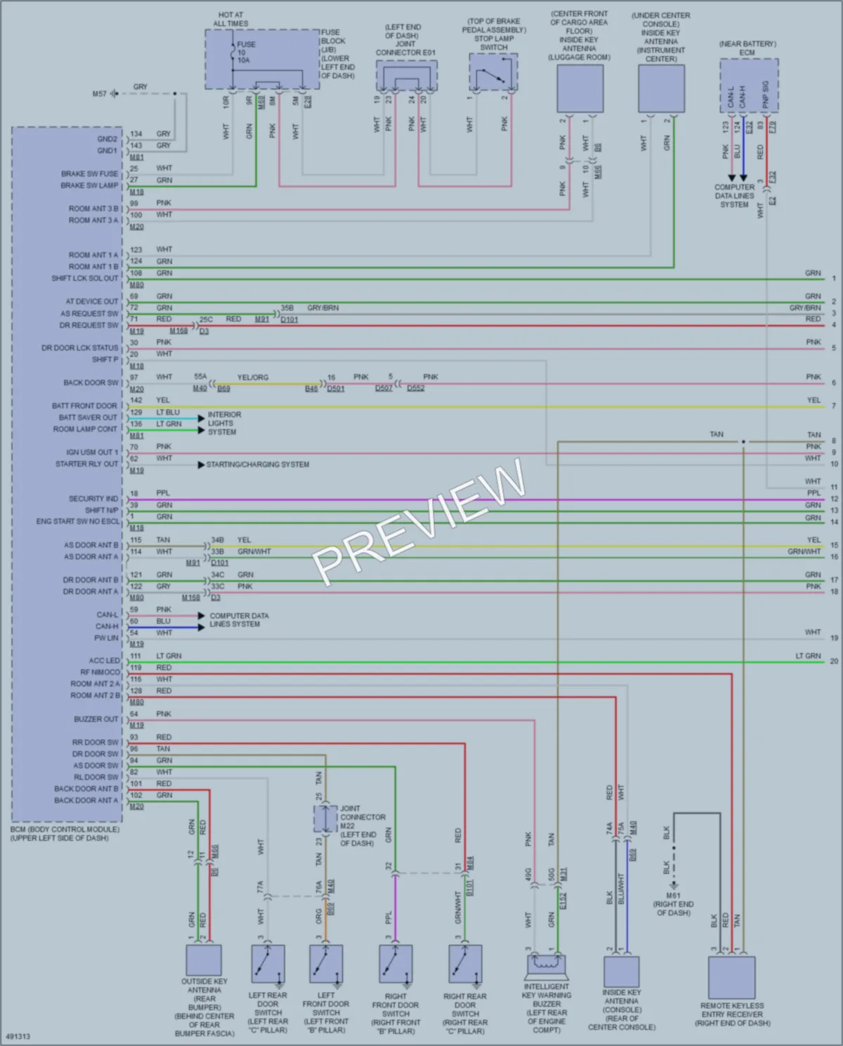 2016 Nissan Murano Power Door Locks wiring diagram preview