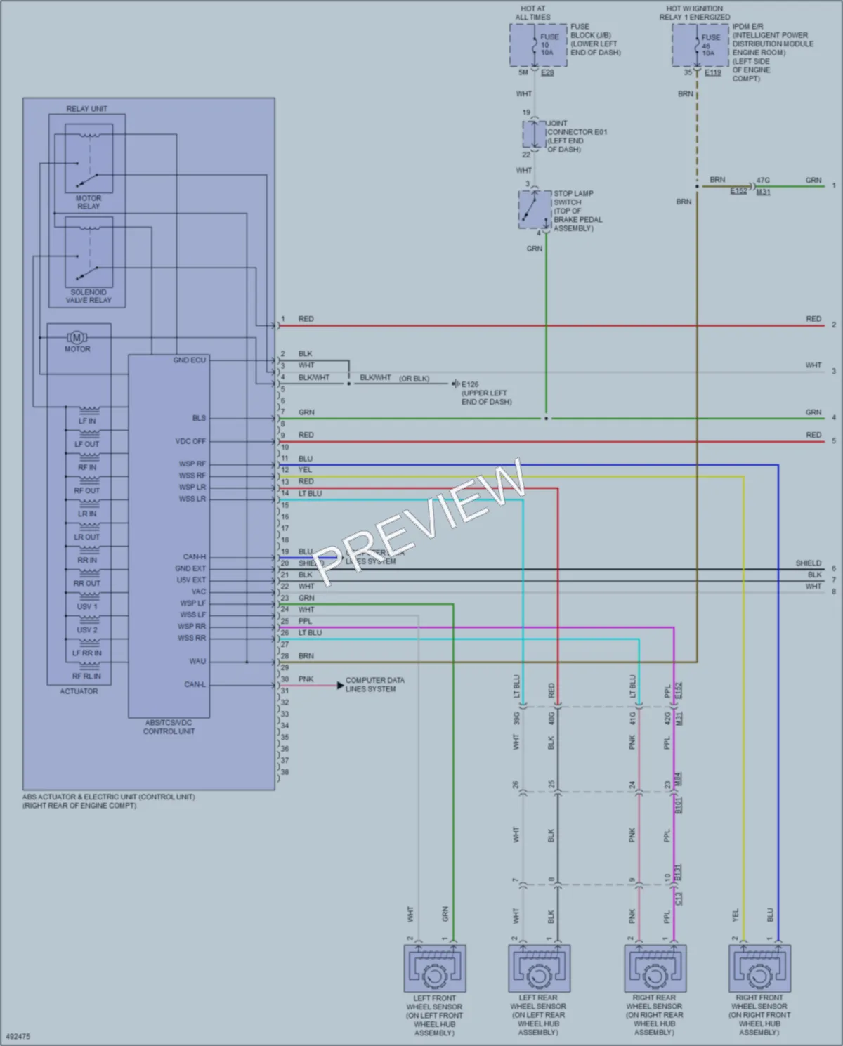 2016 Nissan MuranoHybrid Anti Lock Brakes wiring diagram preview
