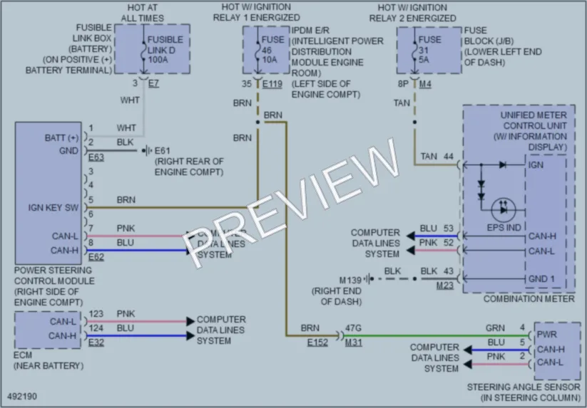 2016 Nissan MuranoHybrid Electronic Power Steering wiring diagram preview