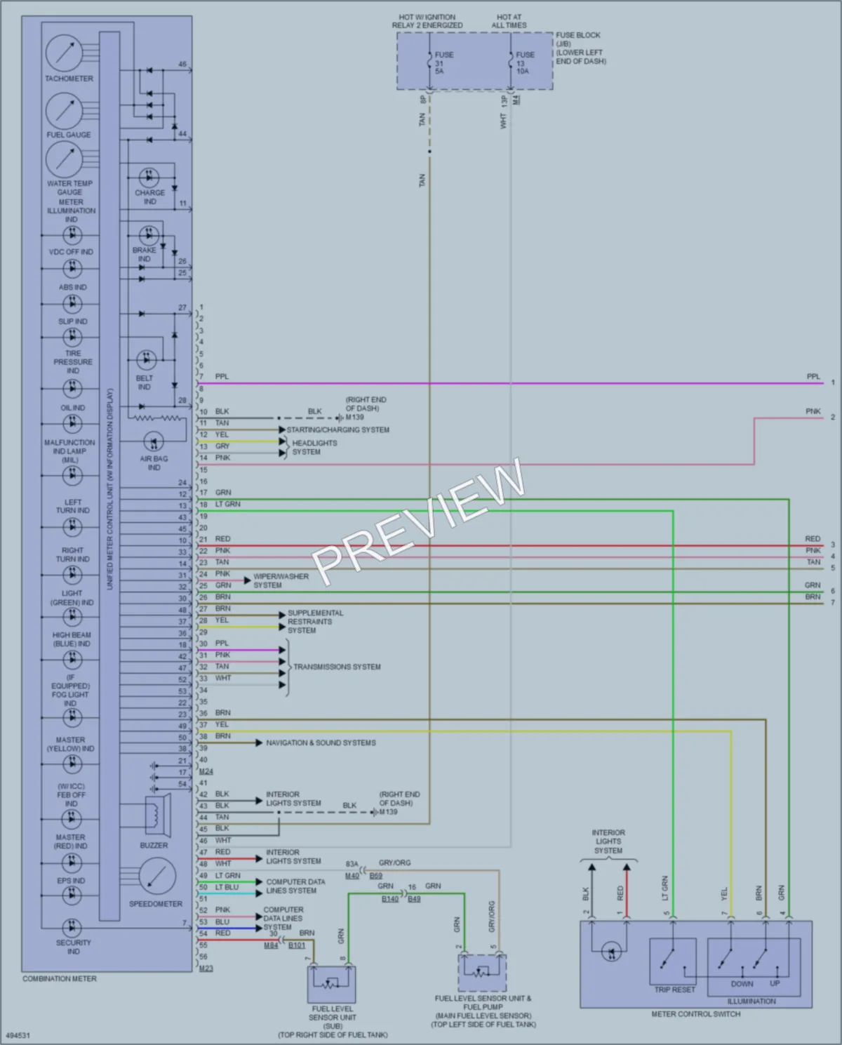 2016 Nissan MuranoHybrid Instrument Cluster wiring diagram preview
