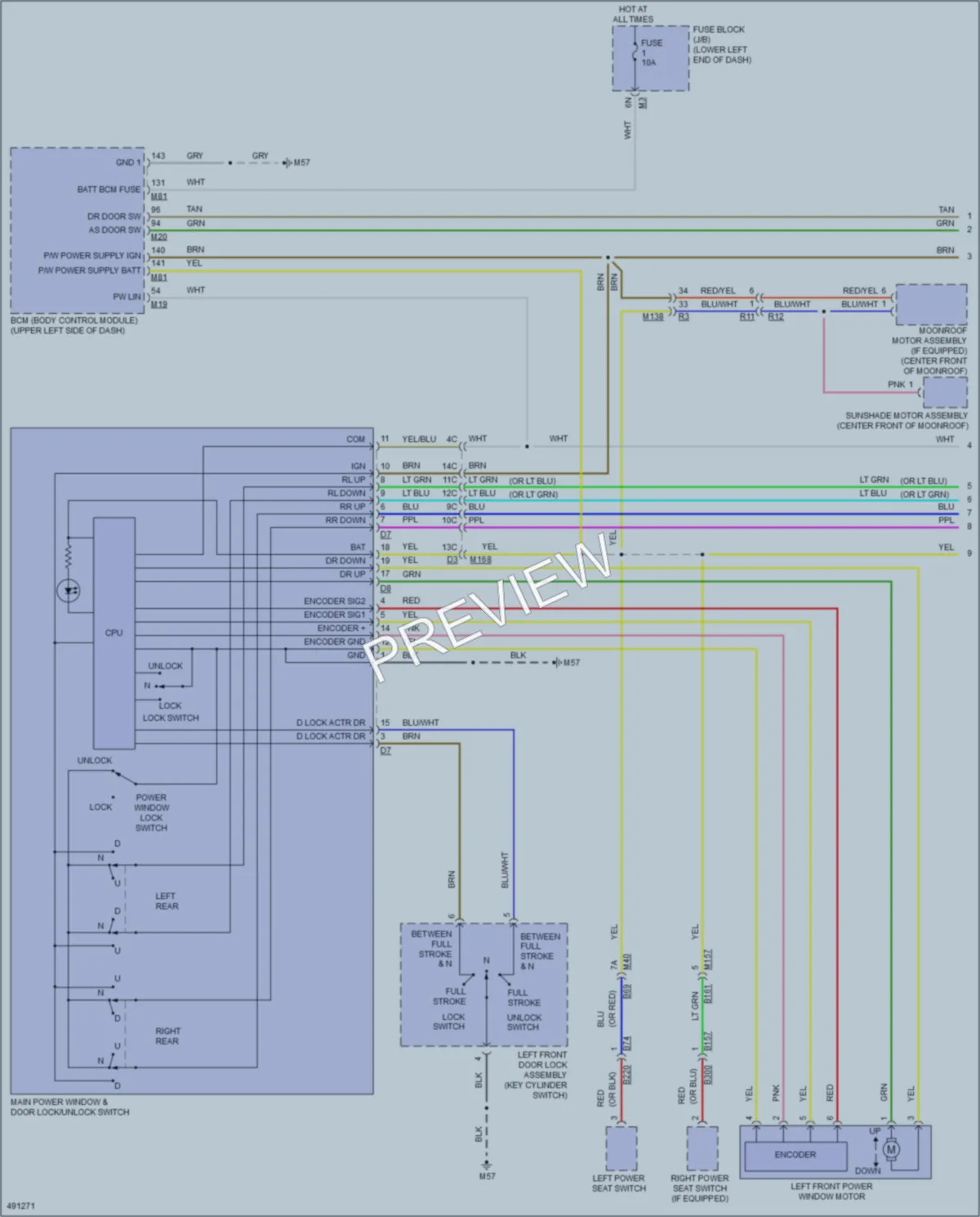 2016 Nissan MuranoHybrid Power Windows wiring diagram preview