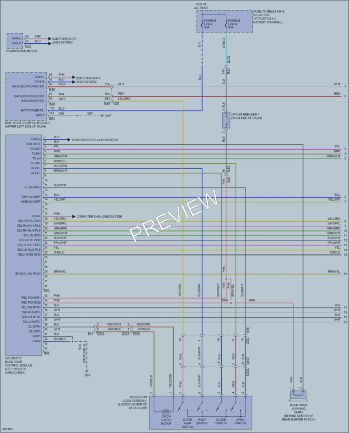 2016 Nissan MuranoHybrid Trunk Tailgate Fuel Door wiring diagram preview