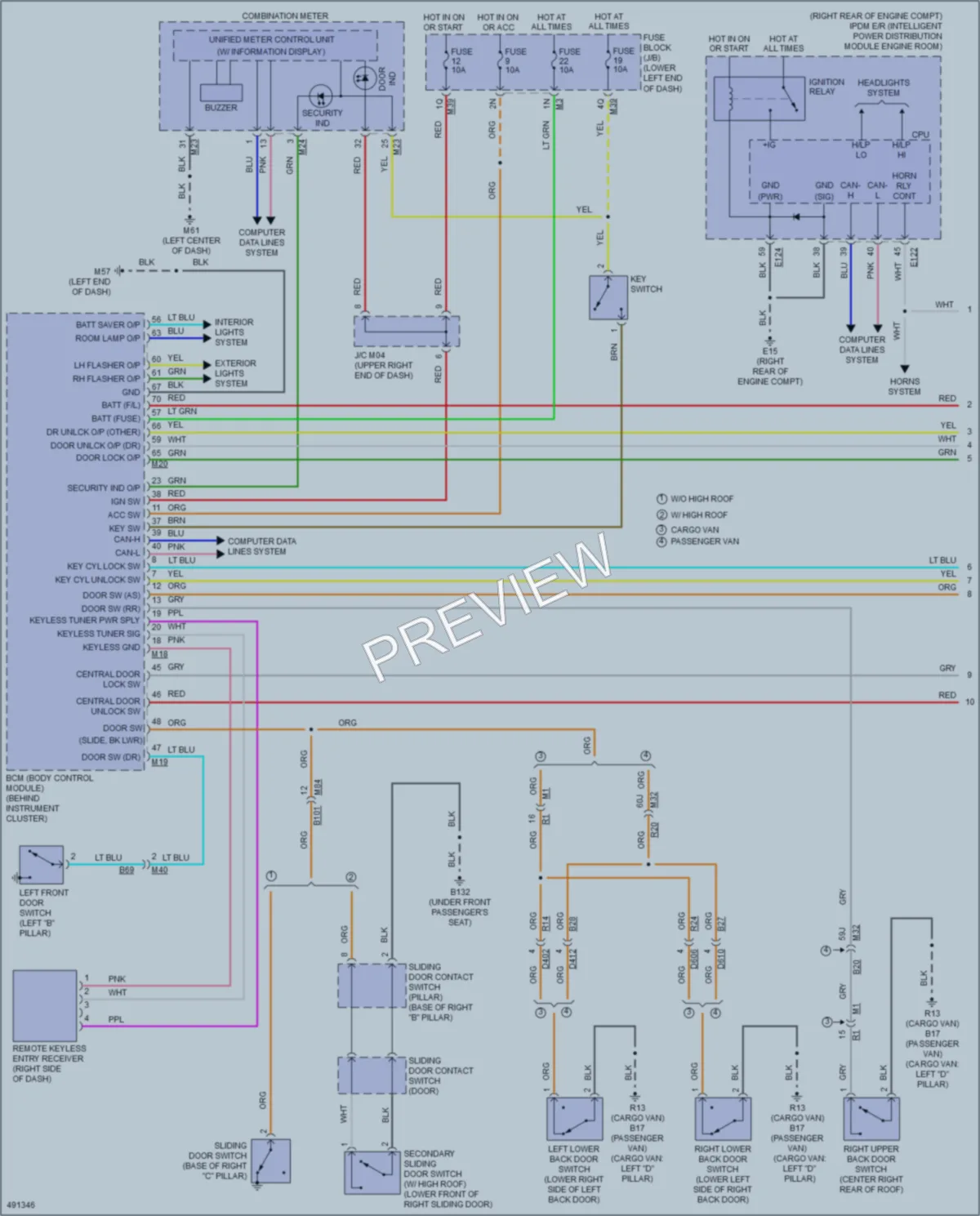 2016 Nissan NV1500 Power Door Locks wiring diagram preview