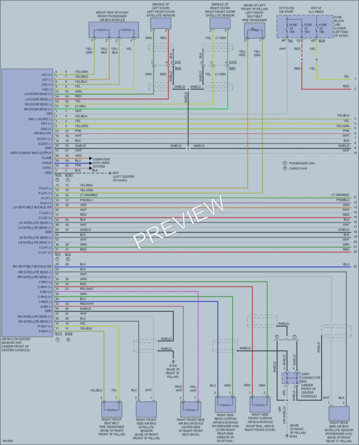2016 Nissan NV2500HD Supplemental Restraints wiring diagram preview