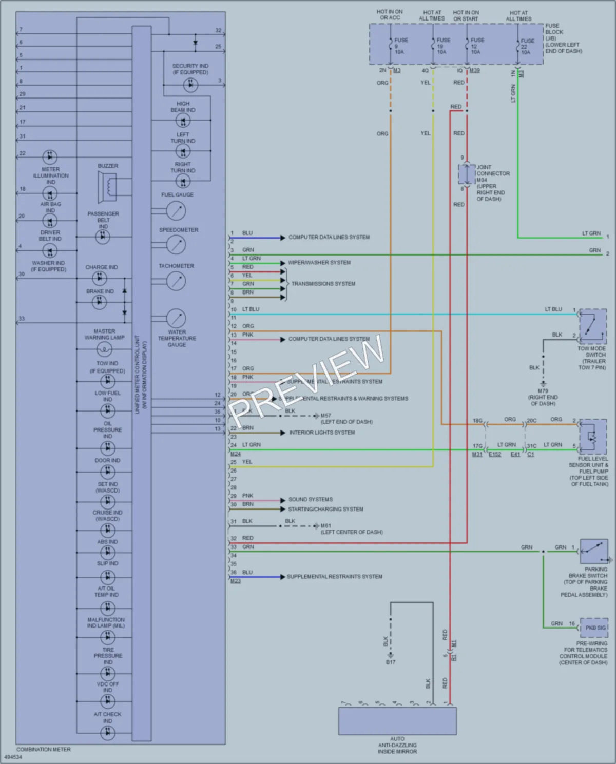 2016 Nissan NV3500HD Instrument Cluster wiring diagram preview