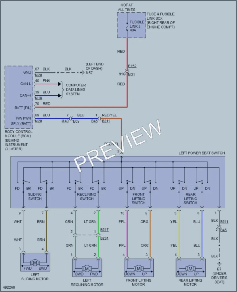 2016 Nissan NV3500HD Power Seats wiring diagram preview