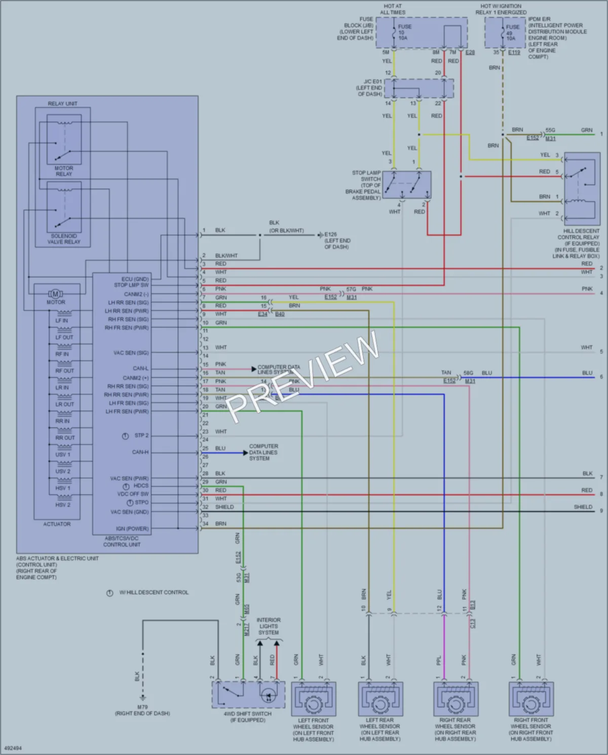 2016 Nissan Pathfinder Anti Lock Brakes wiring diagram preview