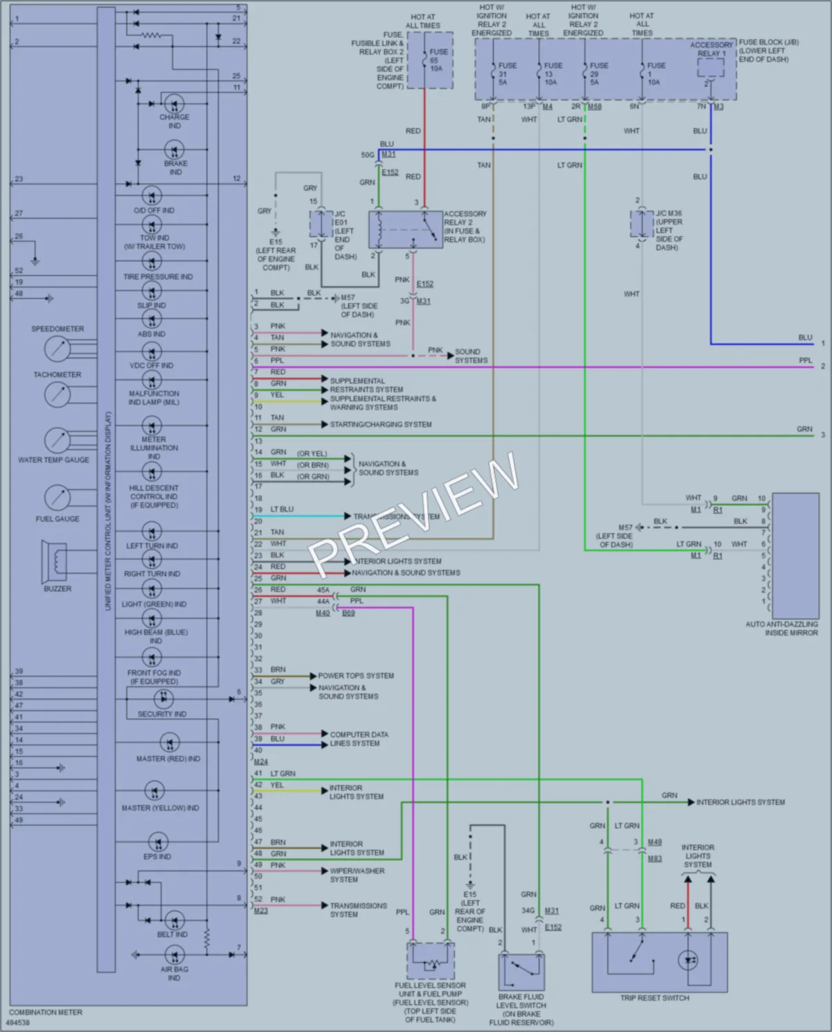 2016 Nissan Pathfinder Instrument Cluster wiring diagram preview