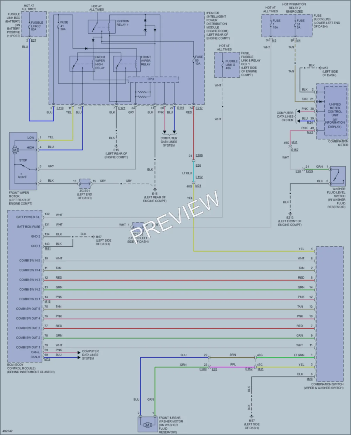 2016 Nissan Pathfinder Wiper Washer wiring diagram preview