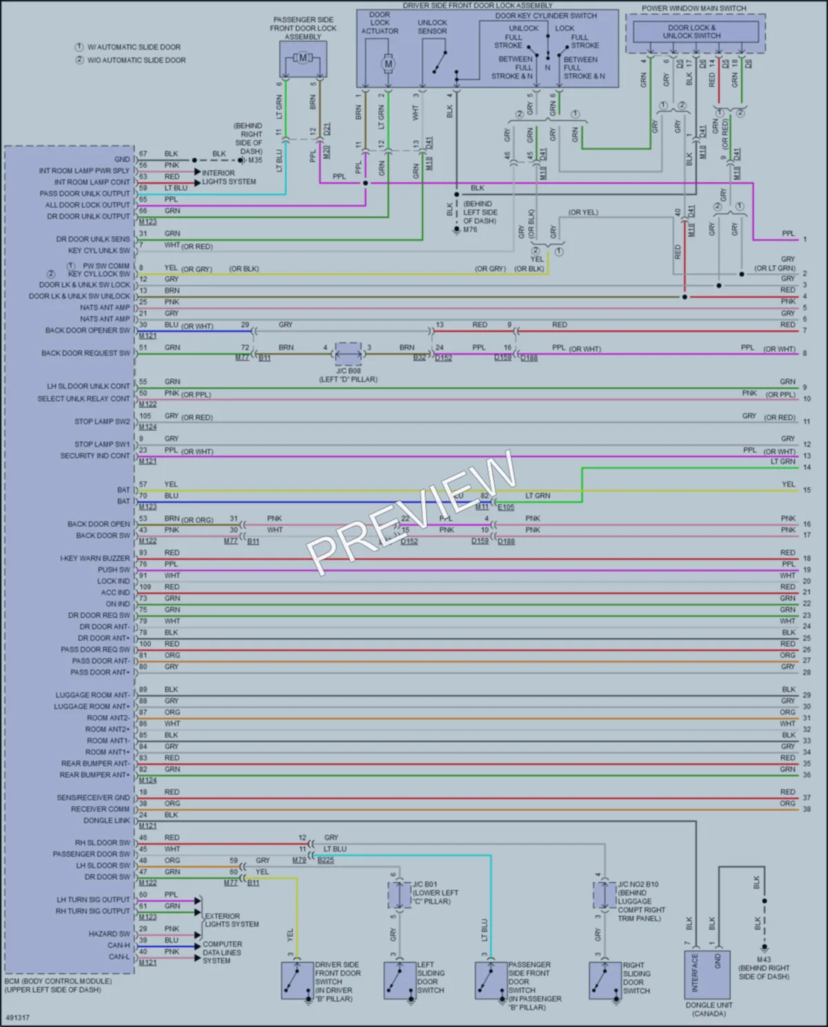 2016 Nissan Quest Power Door Locks wiring diagram preview