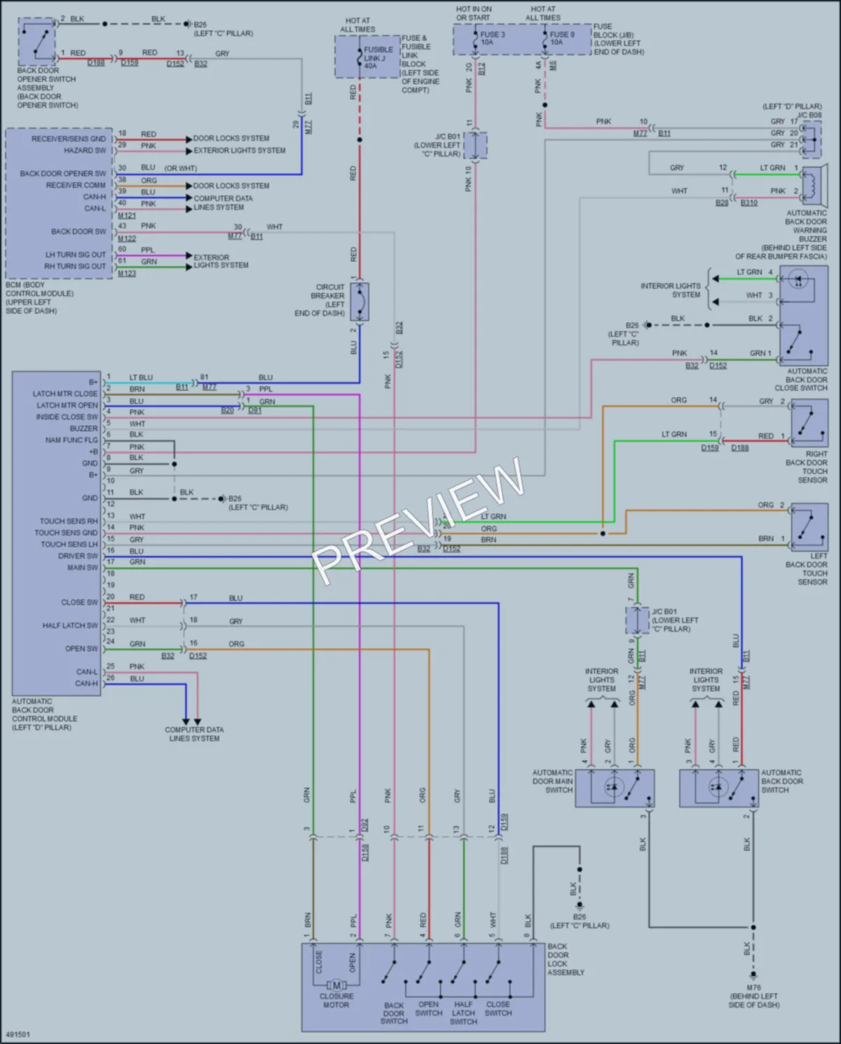 2016 Nissan Quest Trunk Tailgate Fuel Door wiring diagram preview