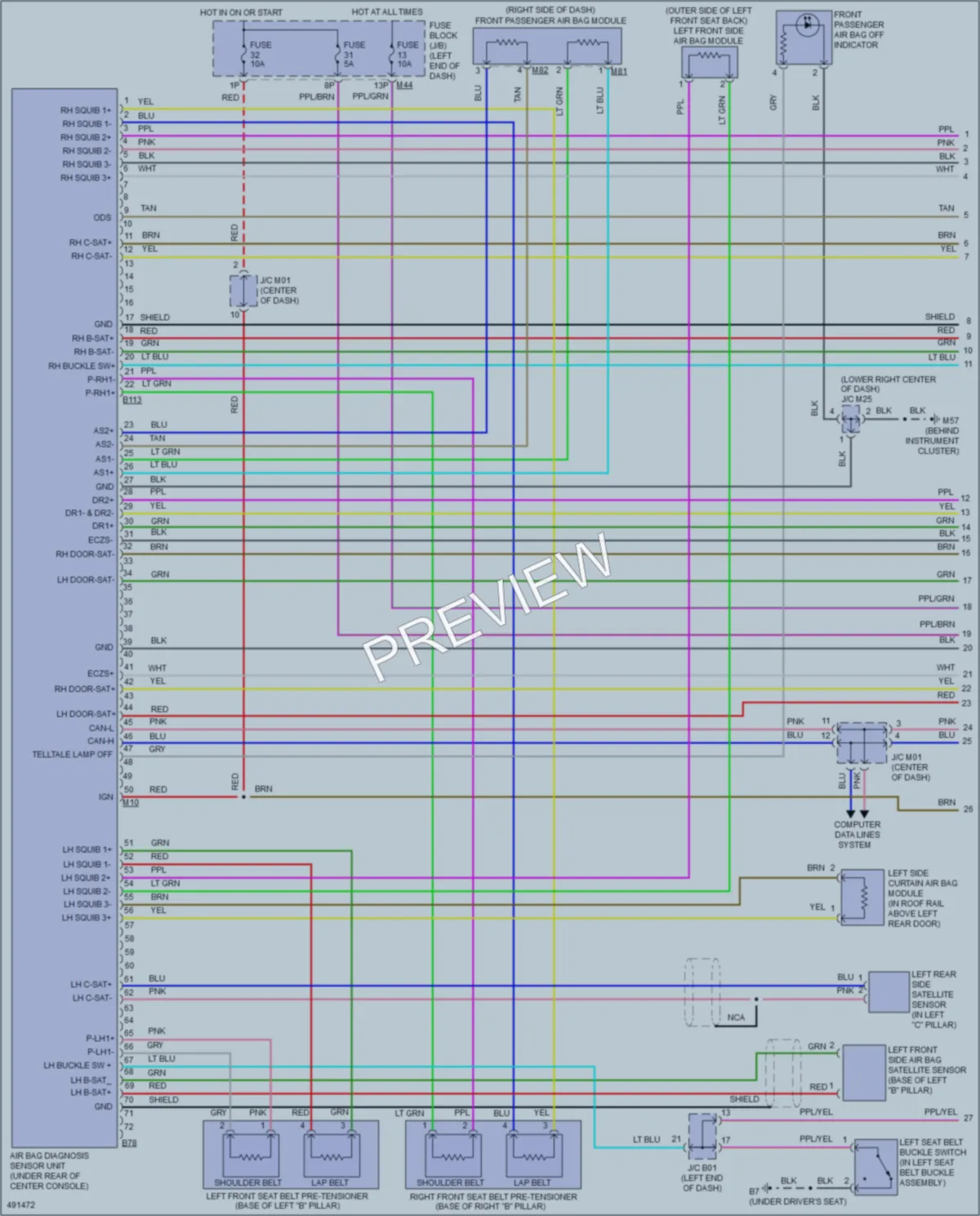 2016 Nissan Rogue Supplemental Restraints wiring diagram preview
