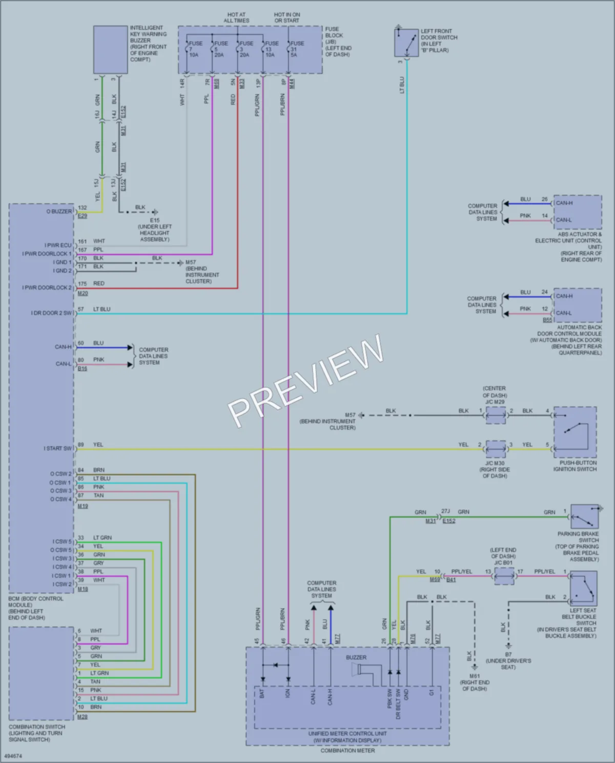 2016 Nissan Rogue Warning Systems wiring diagram preview