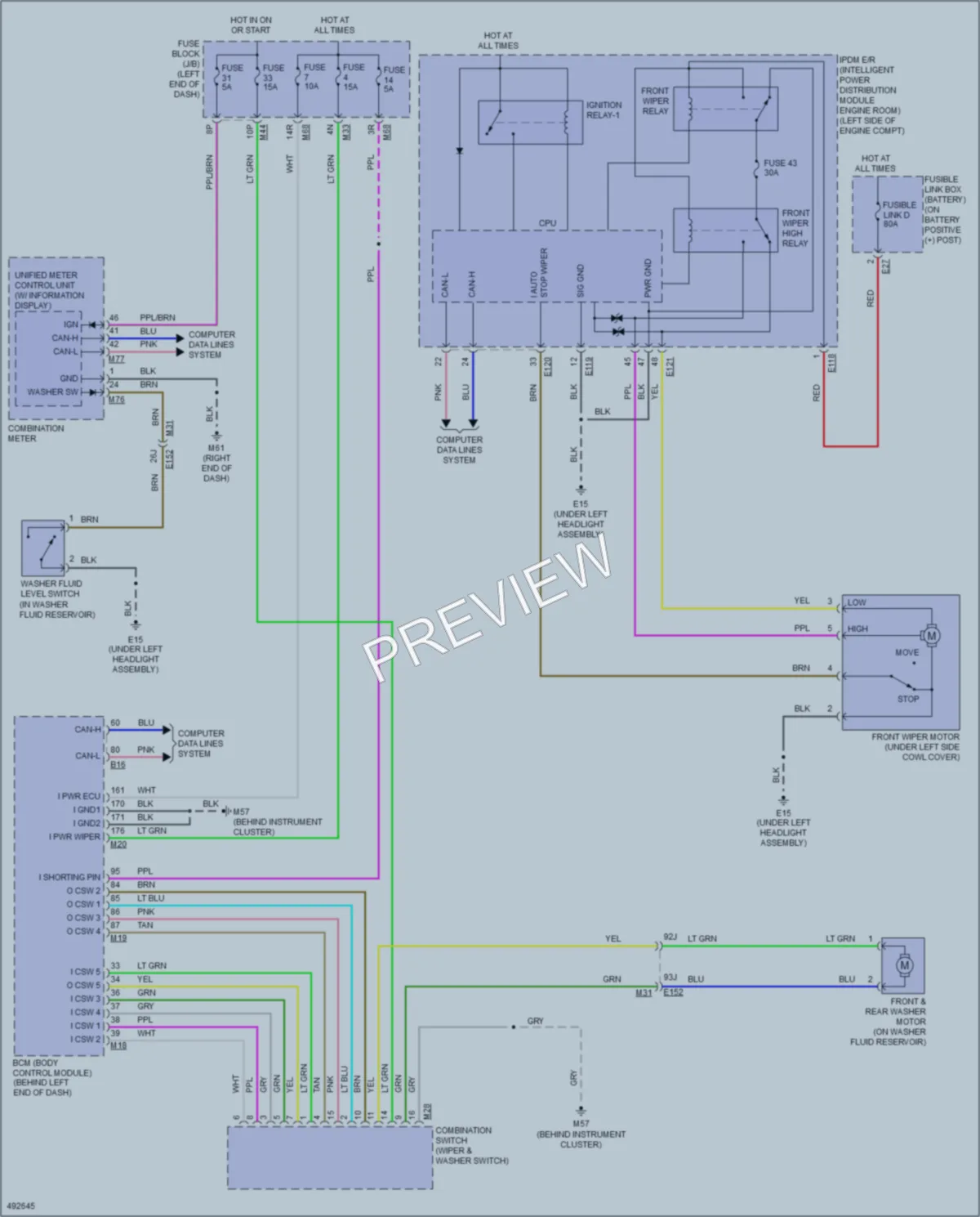 2016 Nissan Rogue Wiper Washer wiring diagram preview
