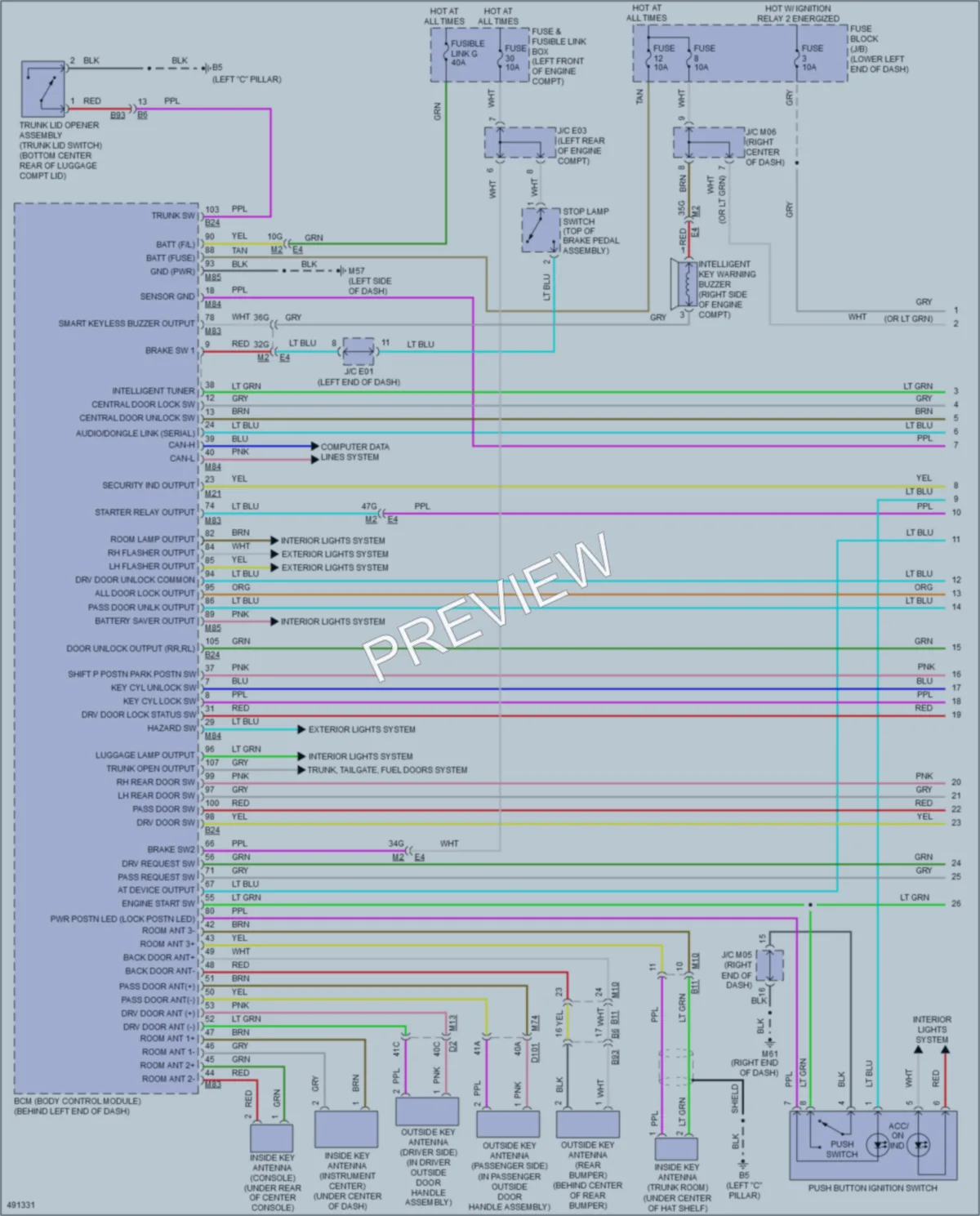 2016 Nissan Sentra Power Door Locks wiring diagram preview