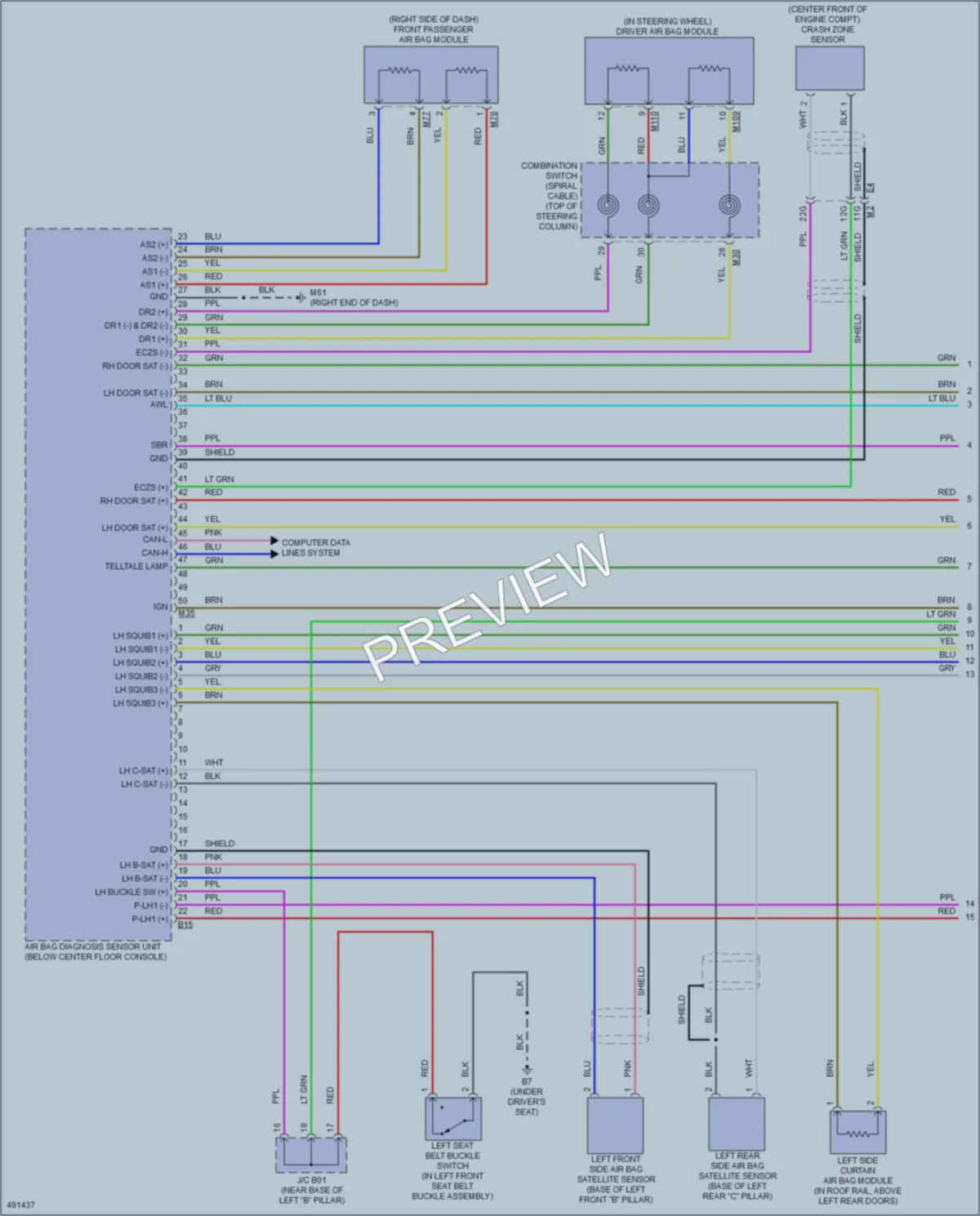 2016 Nissan Sentra Supplemental Restraints wiring diagram preview