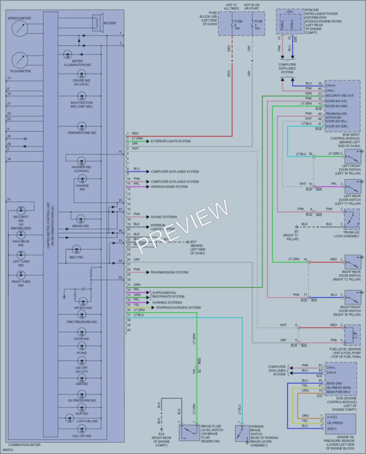 2016 Nissan Versa Instrument Cluster wiring diagram preview