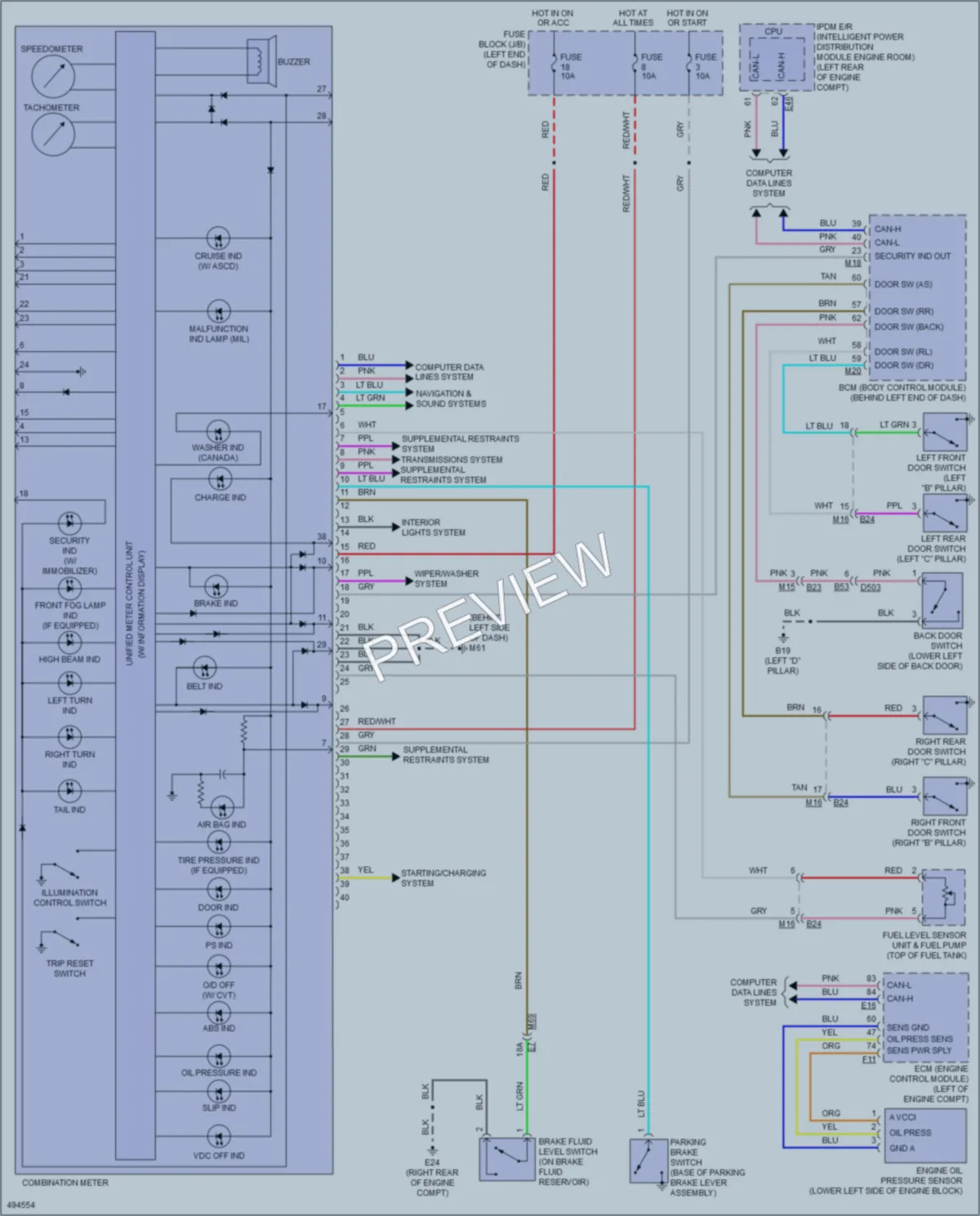 2016 Nissan VersaNote Instrument Cluster wiring diagram preview