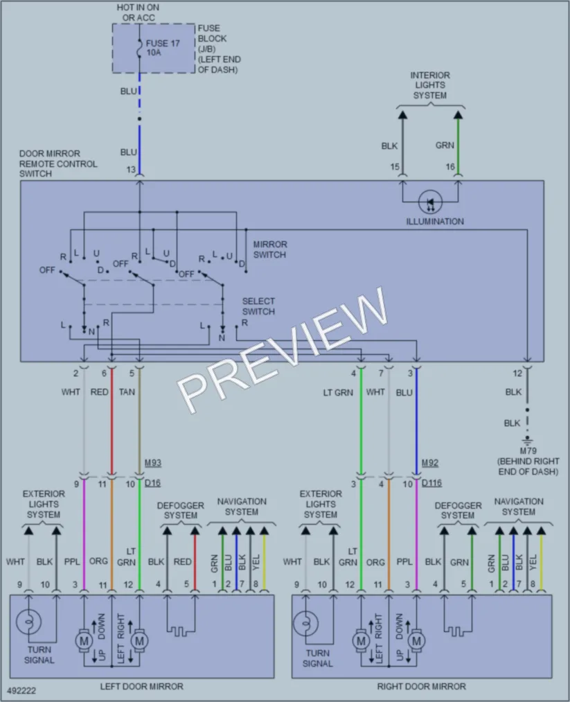 2016 Nissan VersaNote Power Mirrors wiring diagram preview