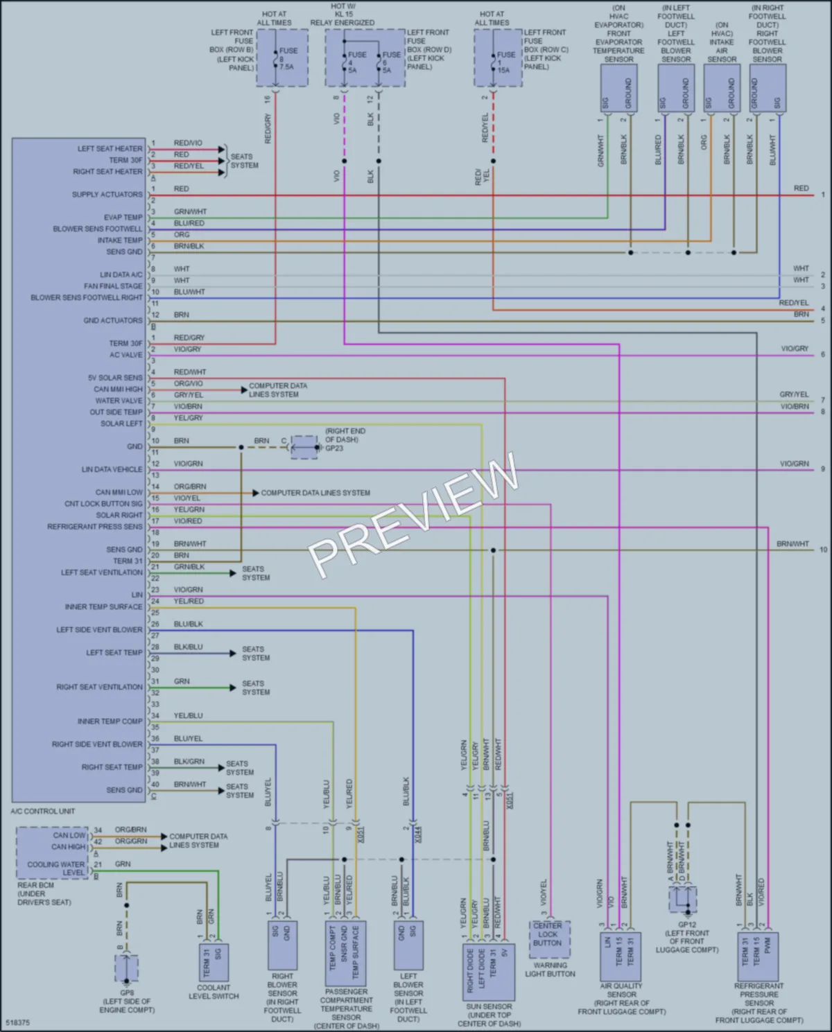 2016 Porsche 911 Air Conditioning wiring diagram preview