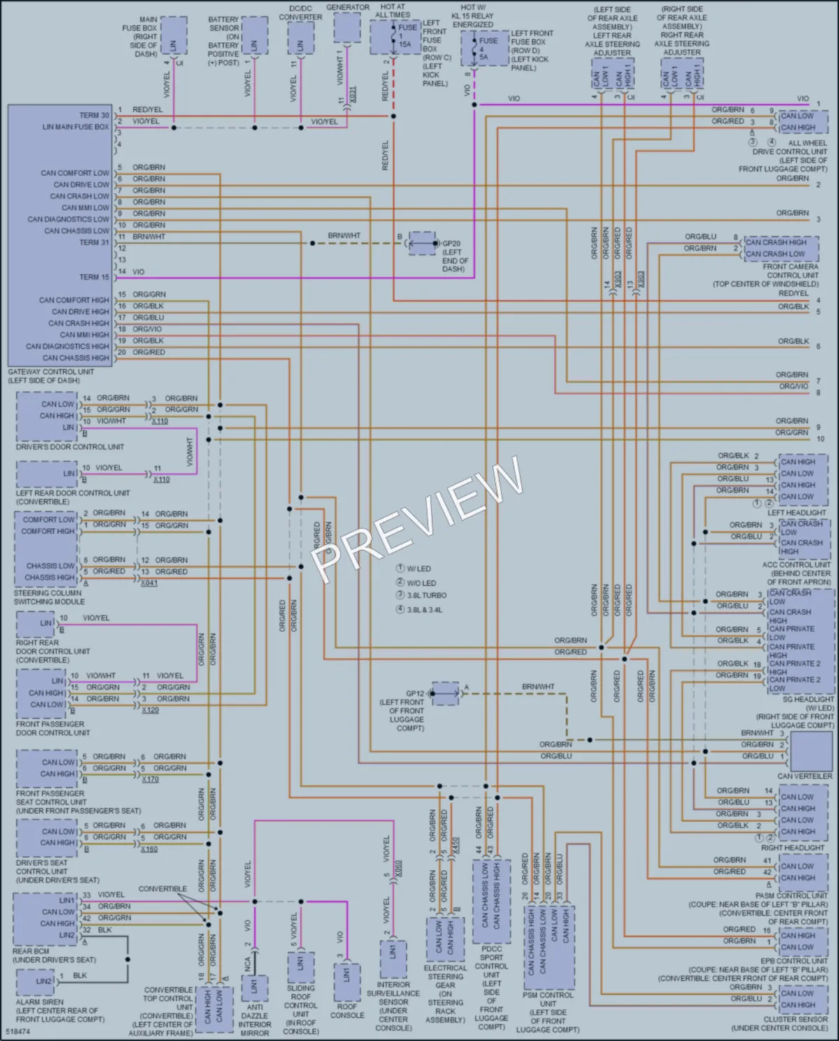2016 Porsche 911 Computer Data Lines wiring diagram preview