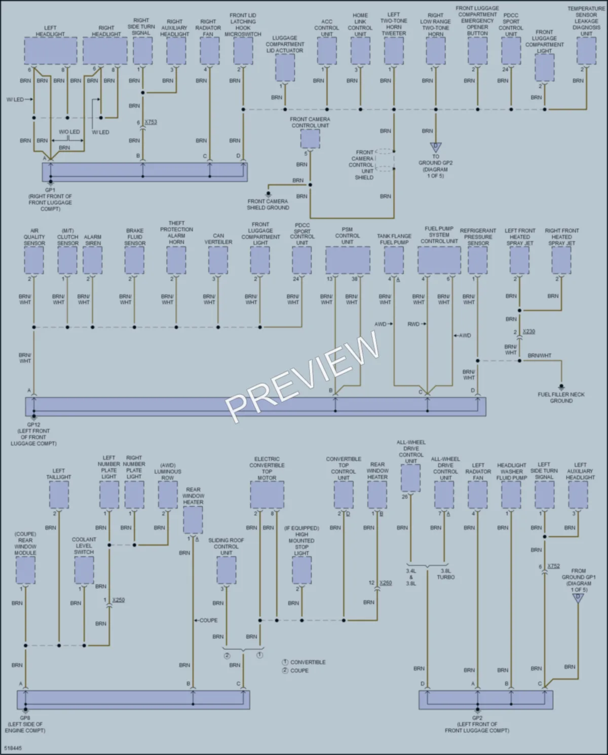 2016 Porsche 911 Ground Distribution wiring diagram preview