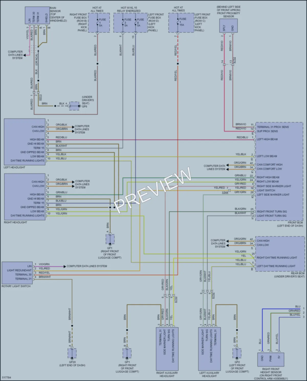 2016 Porsche 911 Headlights wiring diagram preview