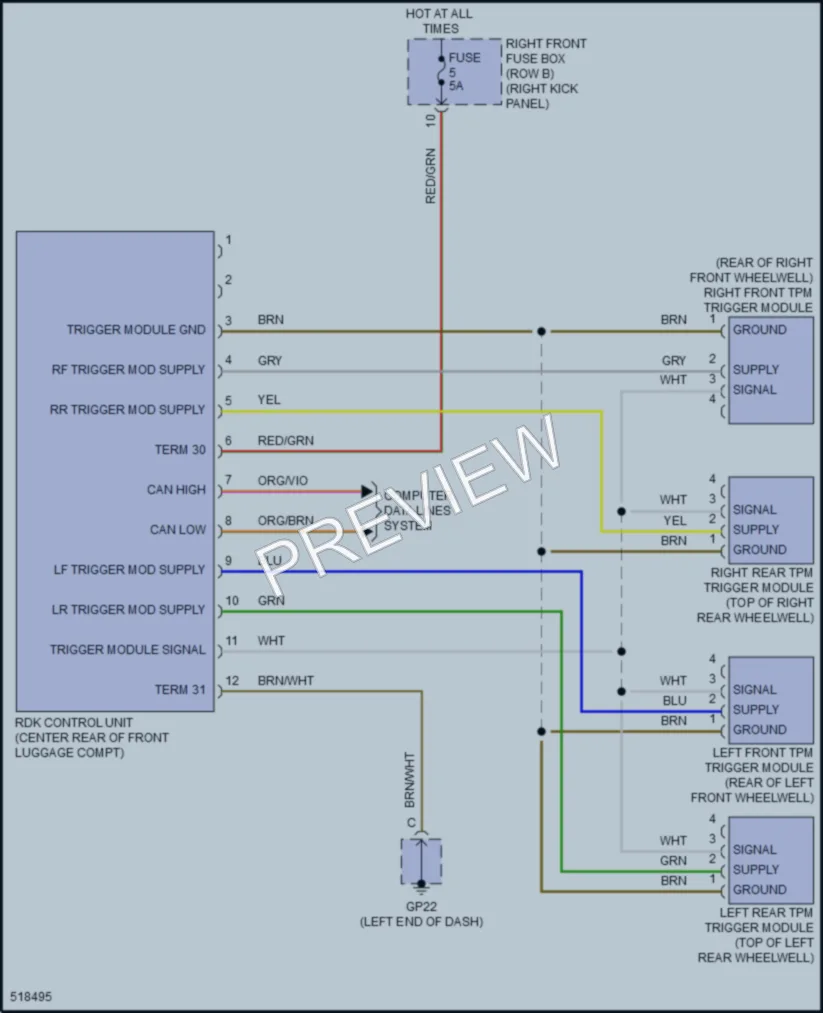 2016 Porsche 911 Warning Systems wiring diagram preview