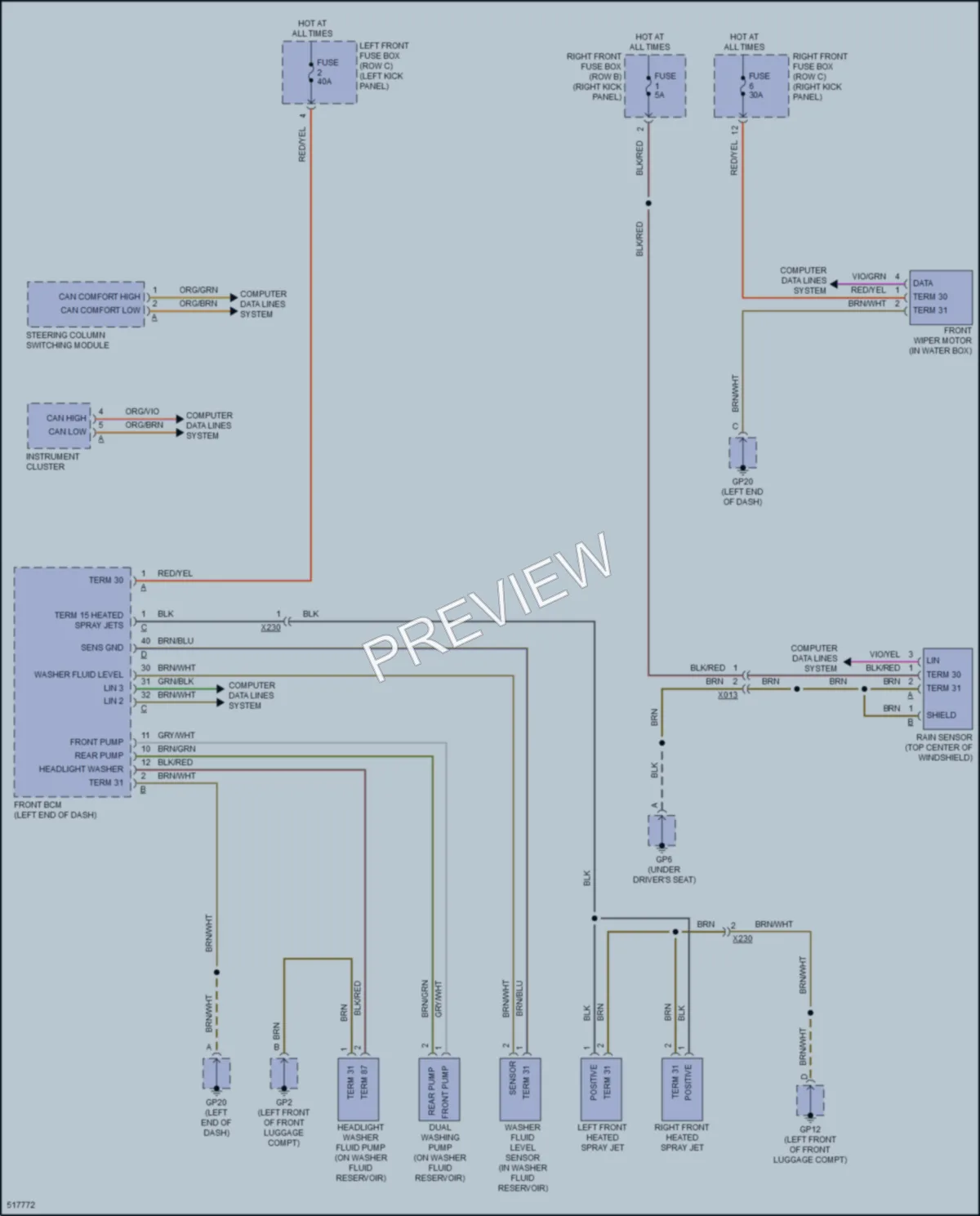 2016 Porsche 911 Wiper Washer wiring diagram preview
