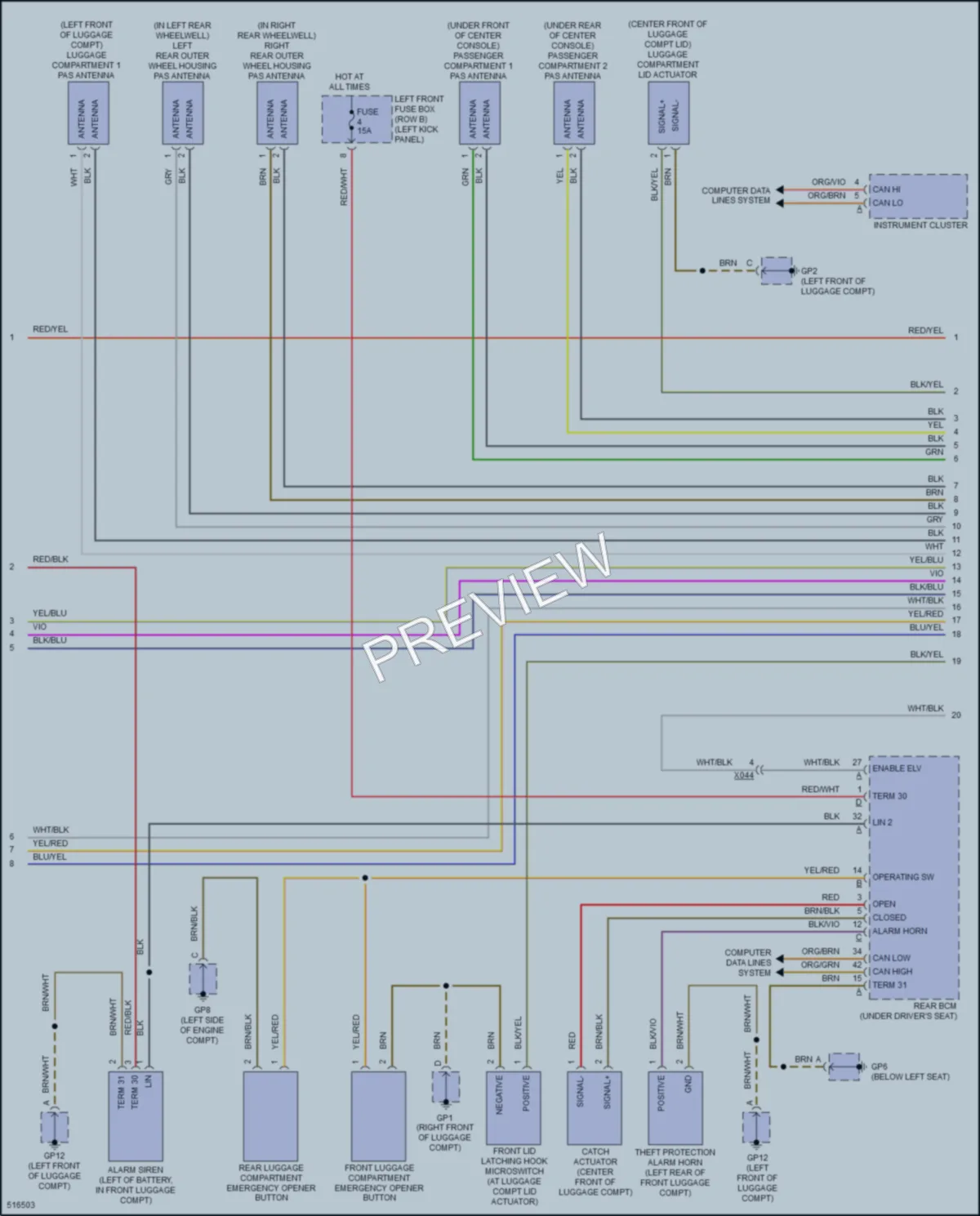 2016 Porsche Boxster Anti Theft wiring diagram preview