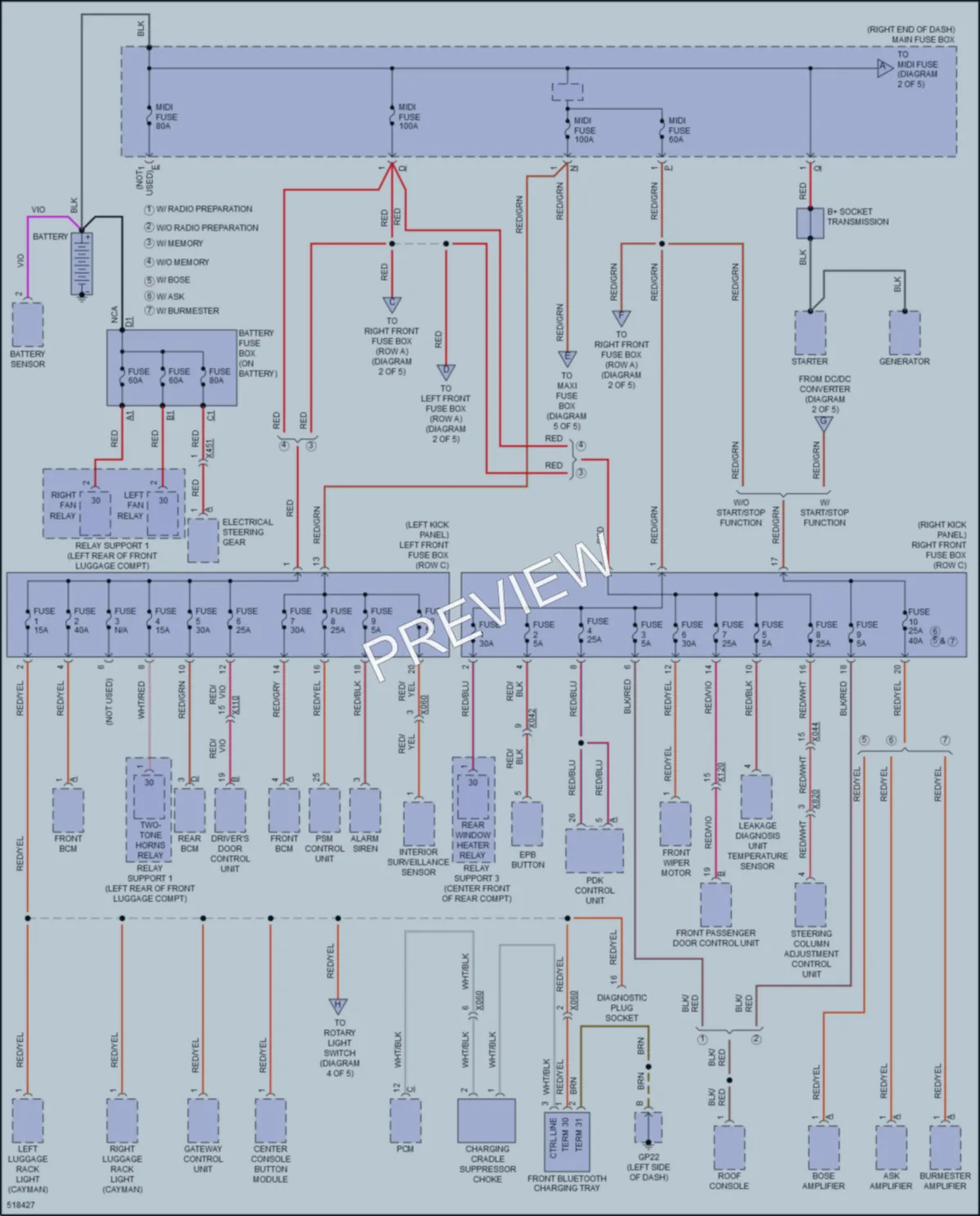 2016 Porsche Boxster Power Distribution wiring diagram preview