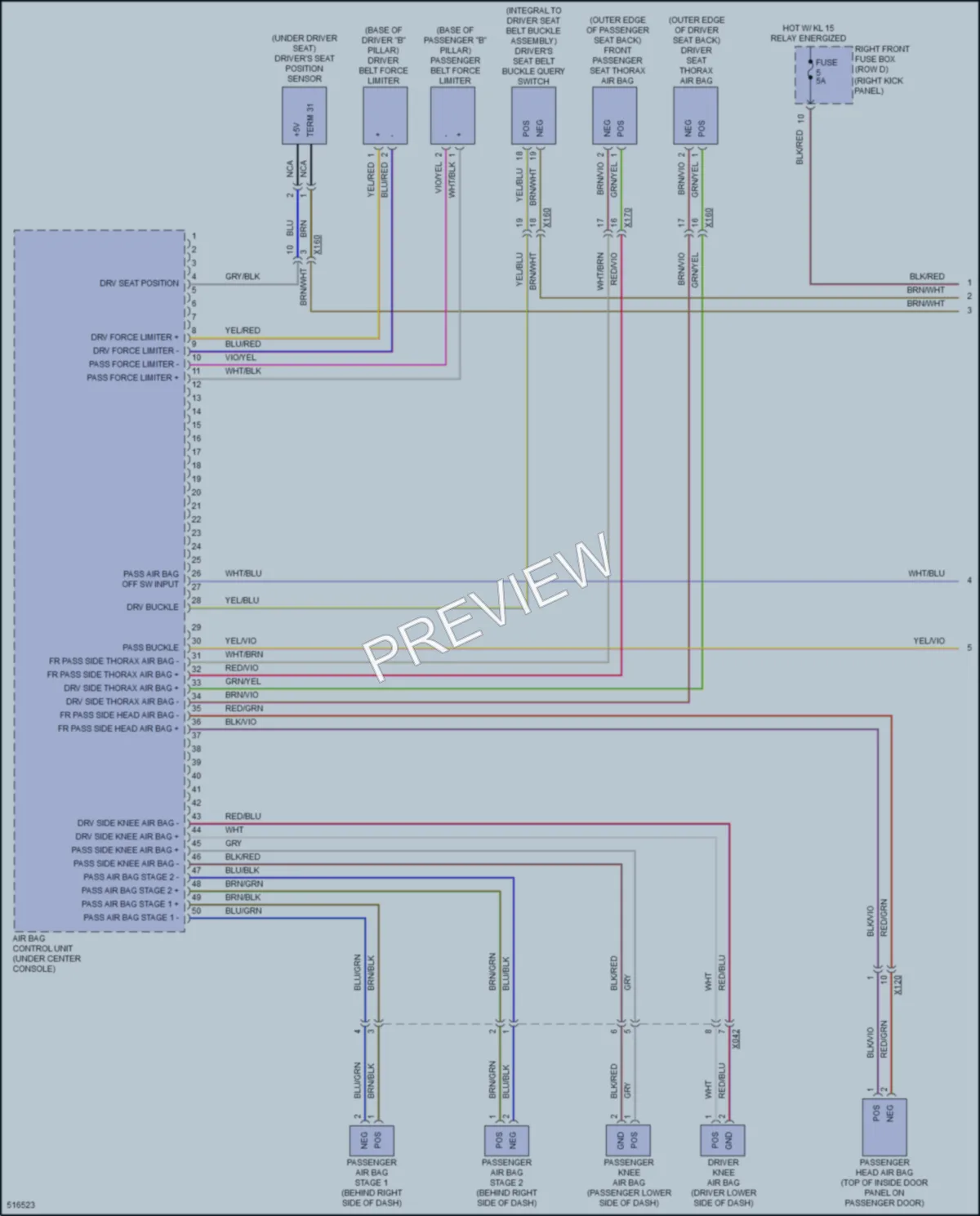 2016 Porsche Boxster Supplemental Restraints wiring diagram preview