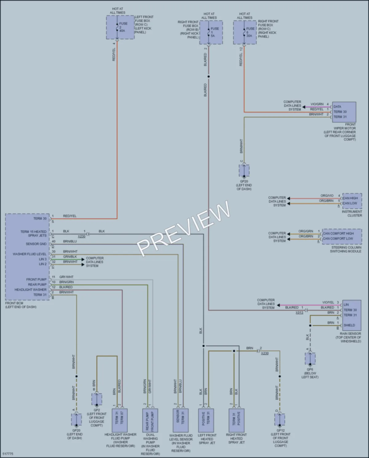 2016 Porsche Boxster Wiper Washer wiring diagram preview