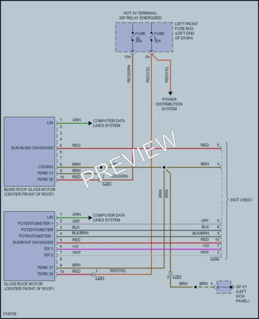 2016 Porsche Cayenne Power Top Sunroof wiring diagram preview
