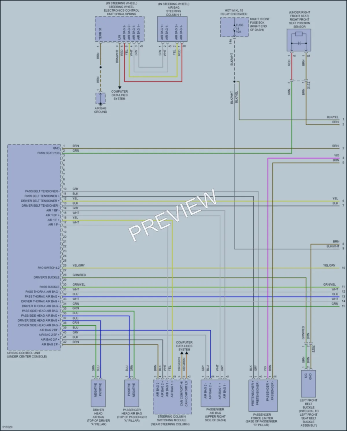 2016 Porsche Cayenne Supplemental Restraints wiring diagram preview