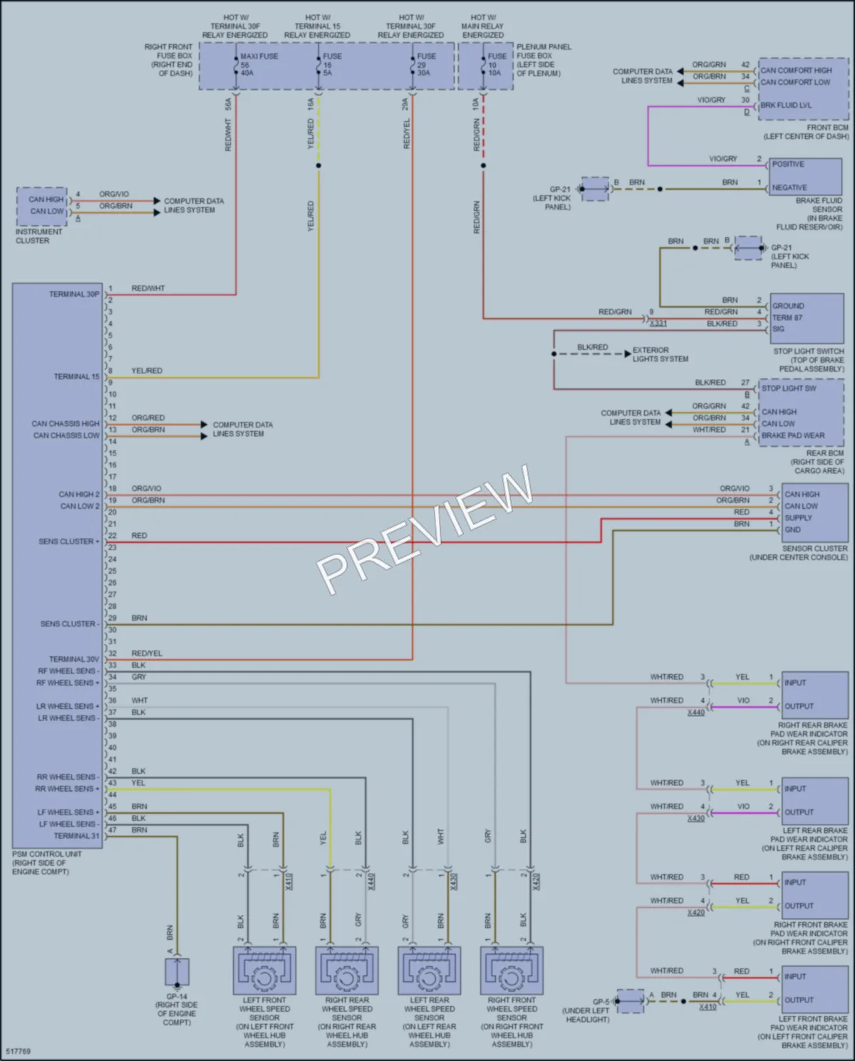 2016 Porsche CayenneHybrid Anti Lock Brakes wiring diagram preview