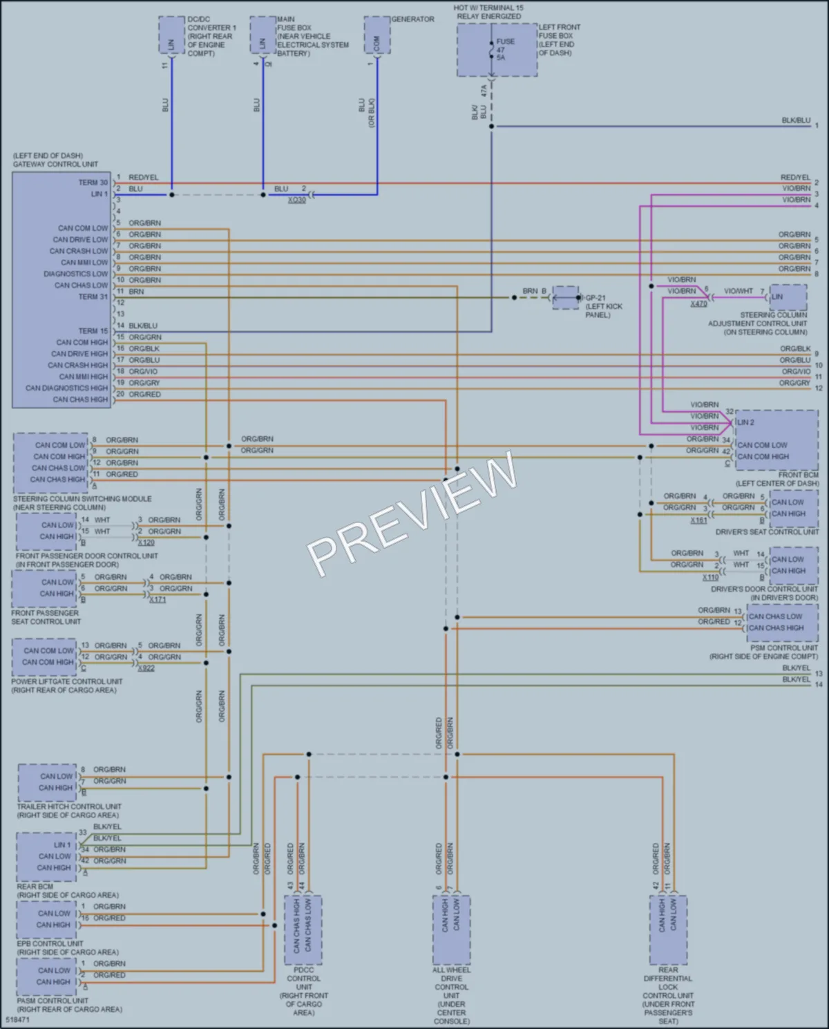 2016 Porsche CayenneHybrid Computer Data Lines wiring diagram preview