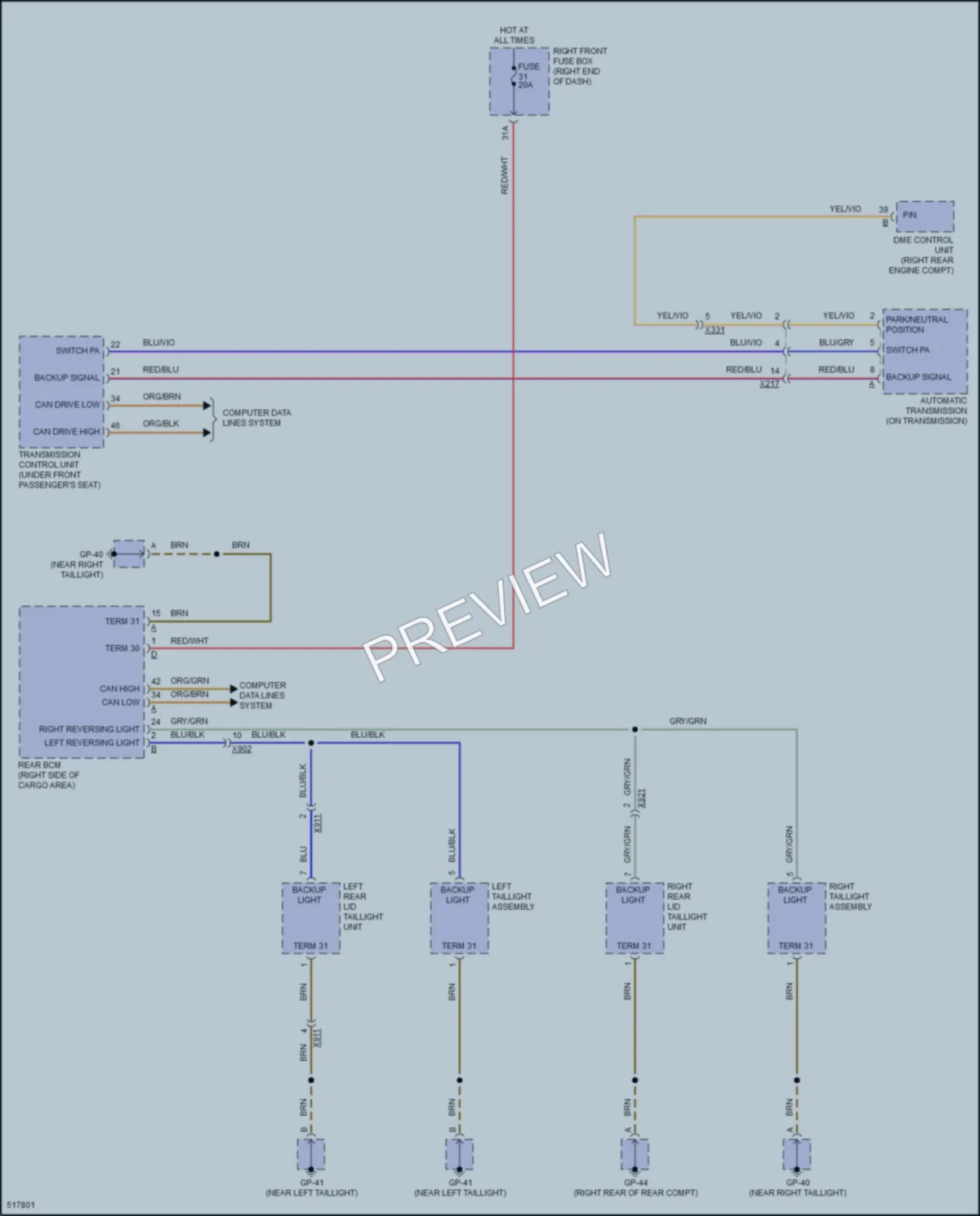 2016 Porsche CayenneHybrid Exterior Lights wiring diagram preview