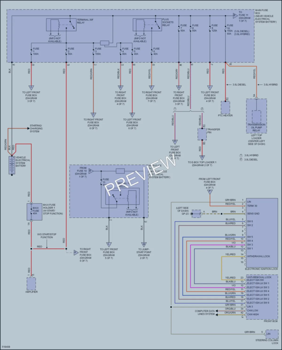 2016 Porsche CayenneHybrid Power Distribution wiring diagram preview