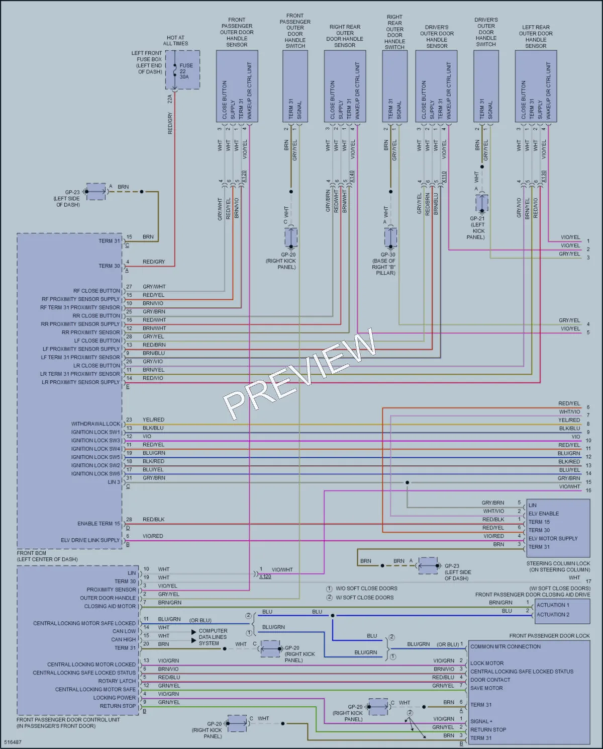 2016 Porsche CayenneHybrid Power Door Locks wiring diagram preview