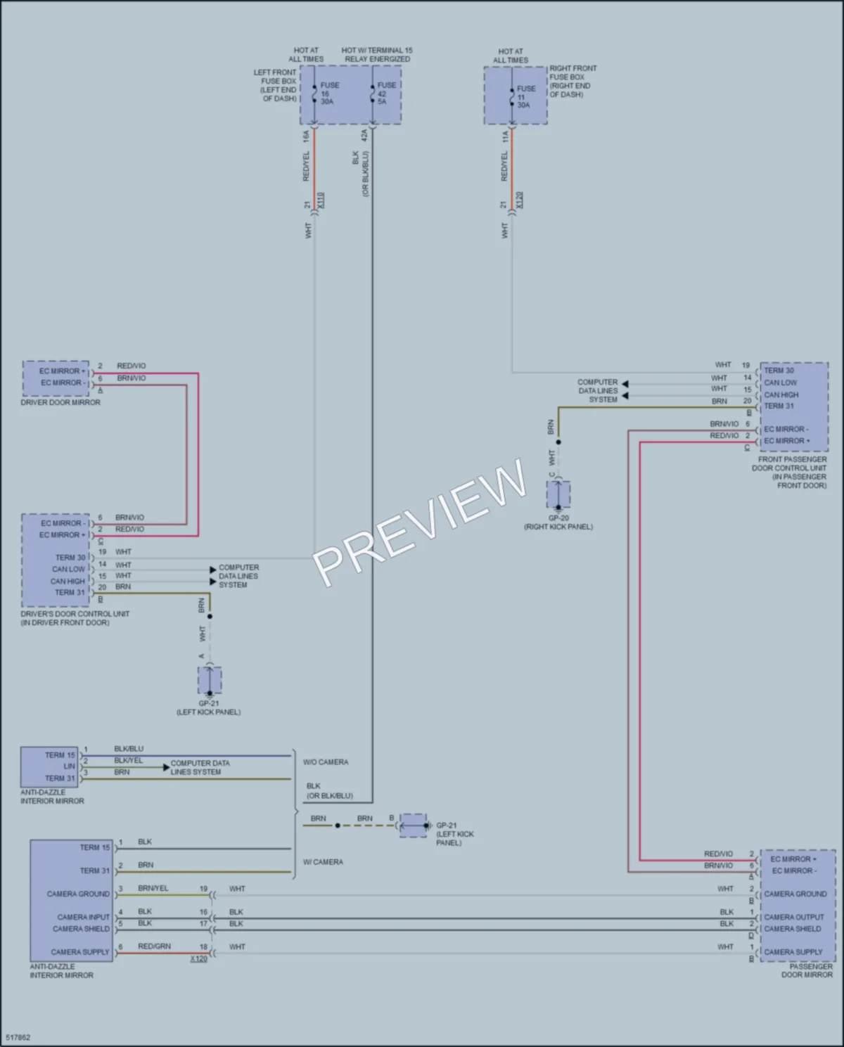 2016 Porsche CayenneHybrid Power Mirrors wiring diagram preview