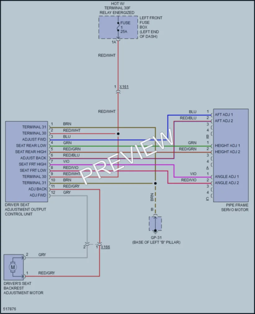 2016 Porsche CayenneHybrid Power Seats wiring diagram preview