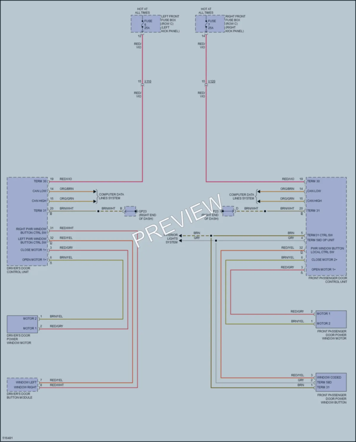 2016 Porsche Cayman Power Windows wiring diagram preview