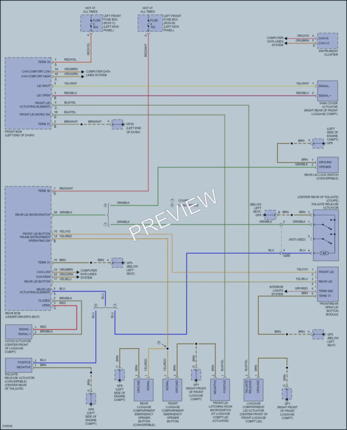 2016 Porsche Cayman Trunk Tailgate Fuel Door wiring diagram preview